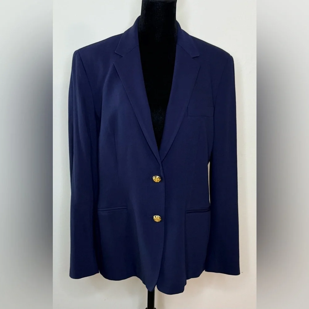 Lauren Ralph Lauren Wool Blend Blazer Preppy Classic lapel collar logo button 12 - Picture 4 of 12